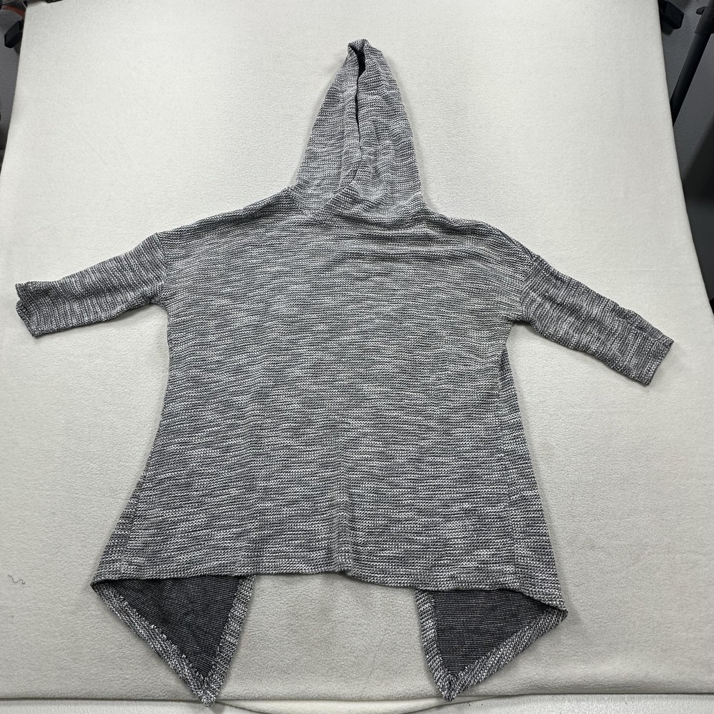 Beyond Yoga Cardigan Sweater Womens Medium Gray Hooded Open Back Made USA HL15LS